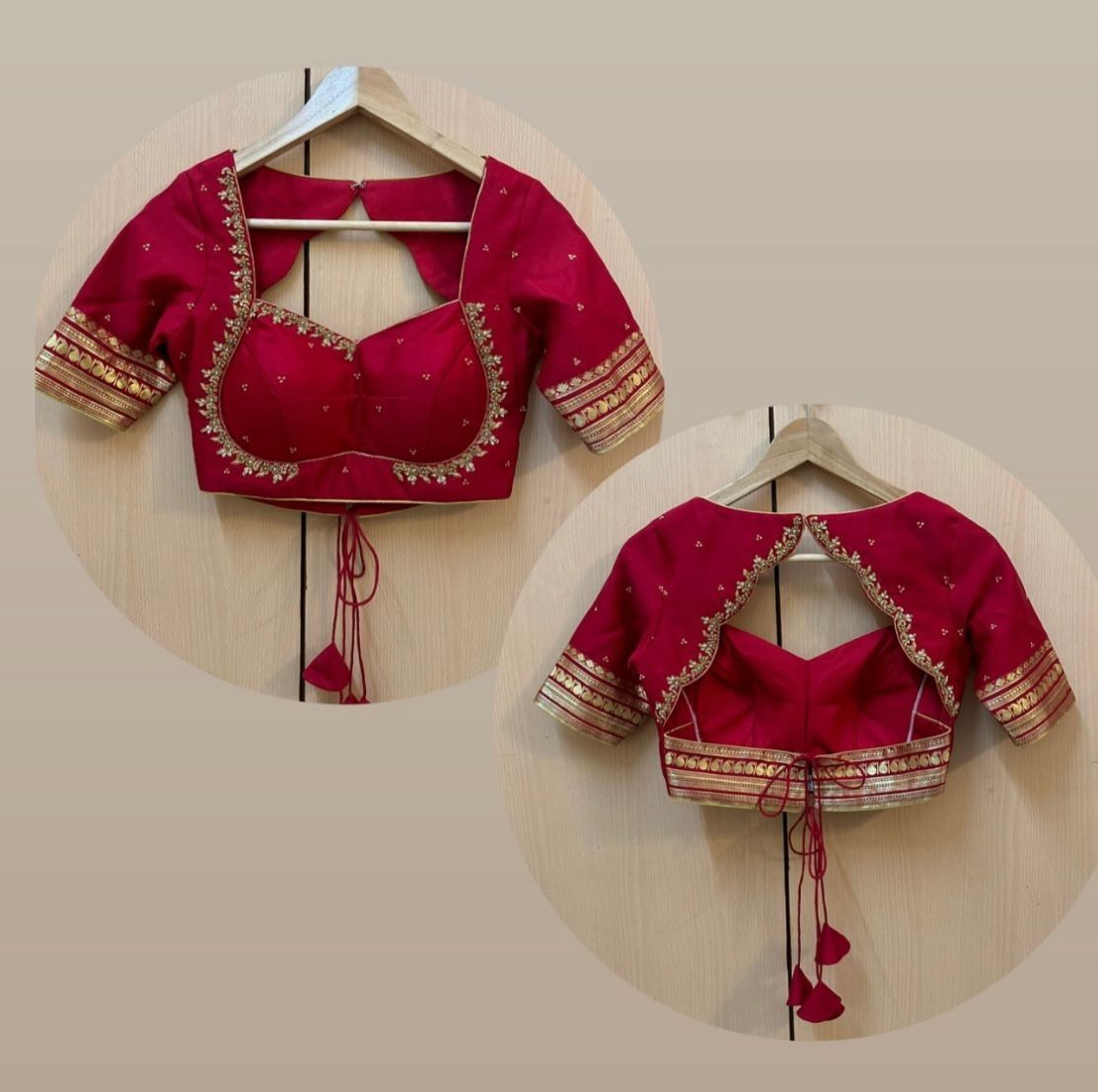 Rani Pink Embellished Designer Blouse with Tie-Up Back