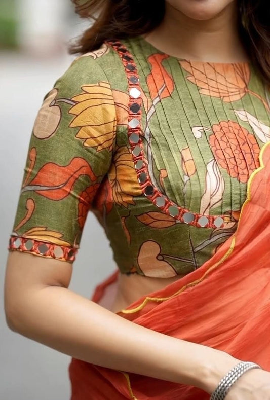 Elegant Orange Saree Blouse with Minimal Design & Classic Fit (Blouse Only)